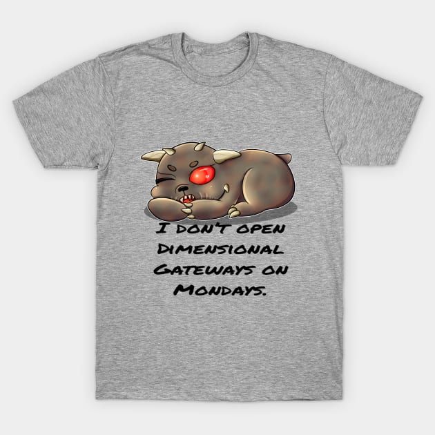 Tiny Terror Zuul Monday Gateways - Light Colors T-Shirt by CallistoCreates